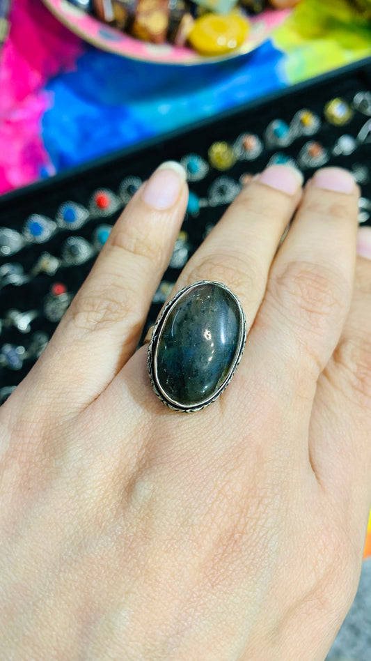 Bohemian handcrafted Stone ring #572