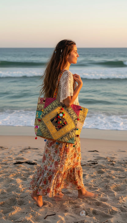 BOHEMIAN STYLE HANDCRAFTED ETHNIC TOTE BAGS # 10124