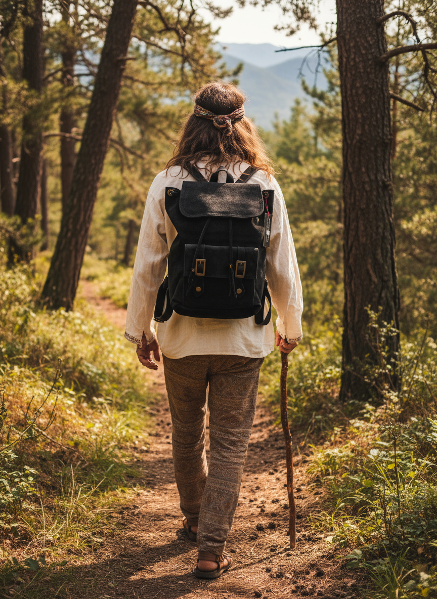 Bohemian style handcrafted Genuine leather Backpack  #4498