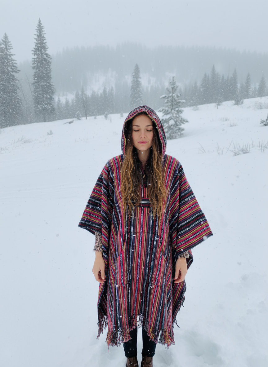 Boho handcrafted Hoodie UNISEX Gheri poncho #017414