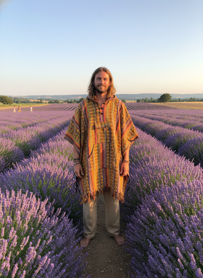 Bohemian style handcrafted Hoodie UNISEX Gheri poncho #017411