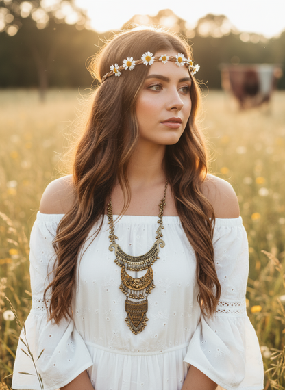 BOHEMIAN STYLE HANDCRAFTED OXIDISED NECKLACE #5646