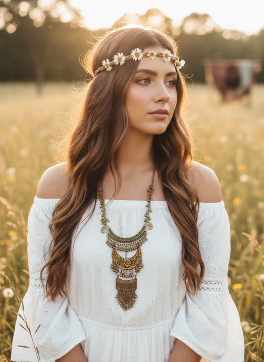 BOHEMIAN STYLE HANDCRAFTED OXIDISED NECKLACE #5646