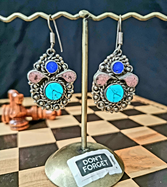 Bohemian style handcrafted Tibetan earrings #2202