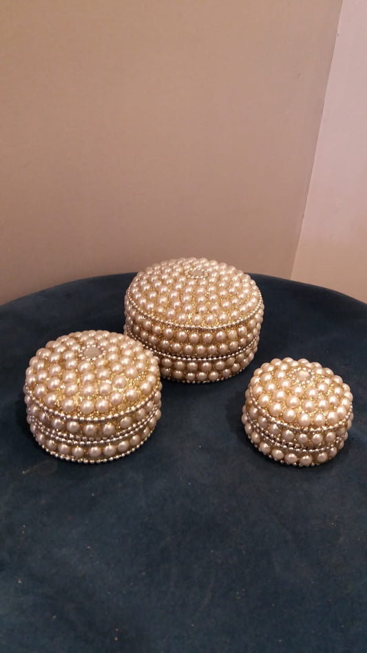 Bohemian style handcrafted Round shape treasure  boxes set