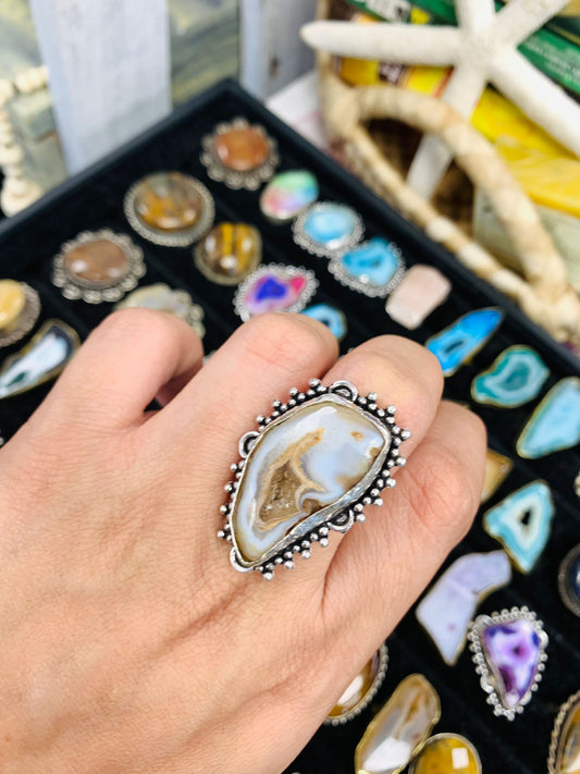 Bohemian style handcrafted Stone ring #1925