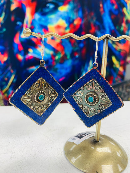 Bohemian style handcrafted Tibetan earrings #228514