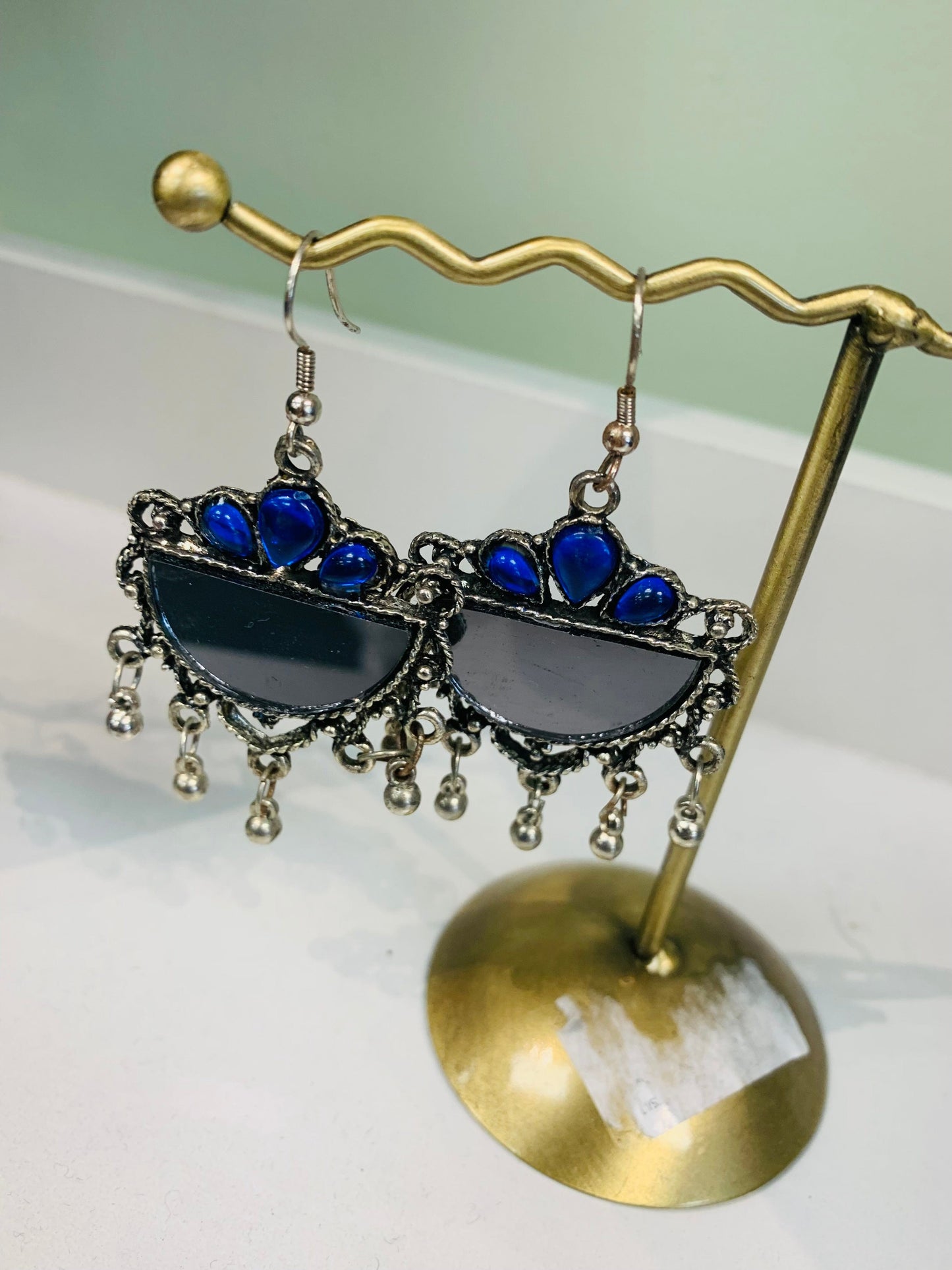 Boho style handcrafted  mirror earrings #9744