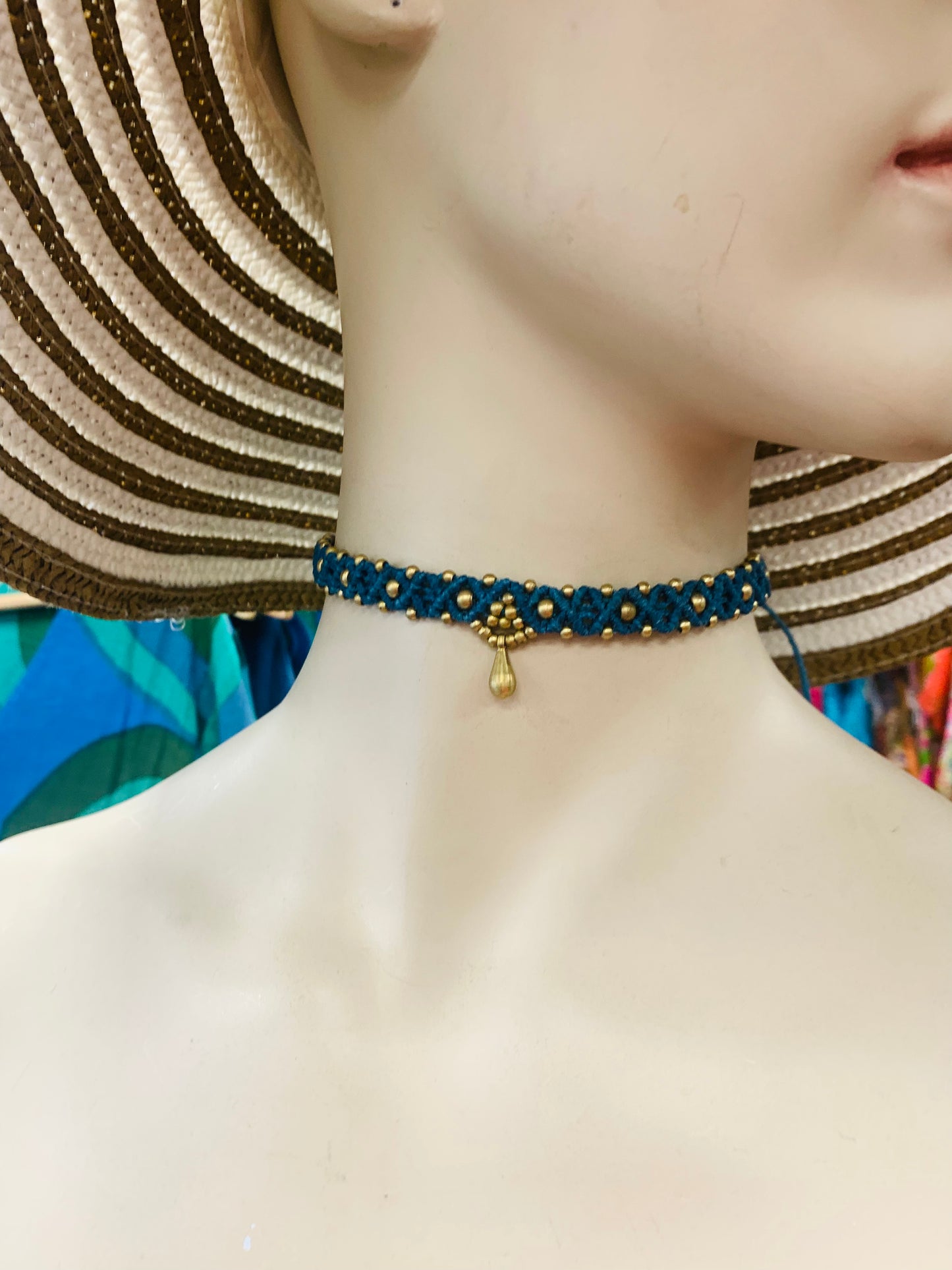 Bohemian style handcrafted Macrame Choker Necklace # 120024