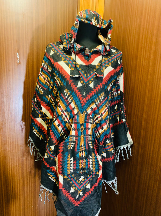 Bohemian style handcrafted Hoodie poncho #0172200