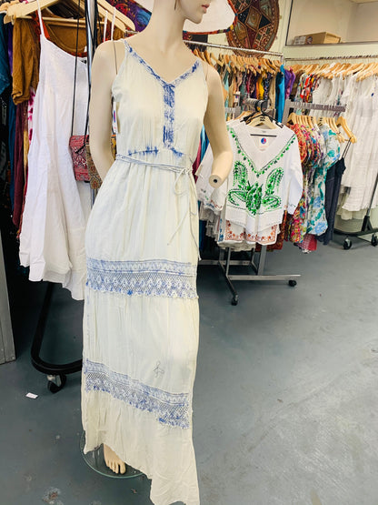 BOHEMIAN STYLE HANDCRAFTED STONE WASHED DRESS #5625