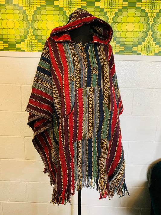 Bohemian style handcrafted Hoodie Plus size Gheri poncho #017552