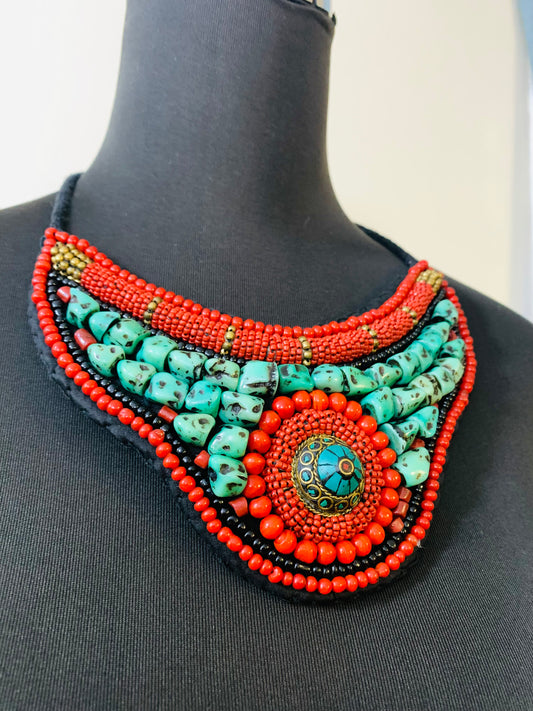 HANDCRAFTED TIBETAN BIB NECKLACE #A207