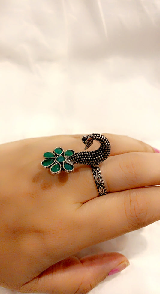 Bohemian style handcrafted Peacock ring #45006