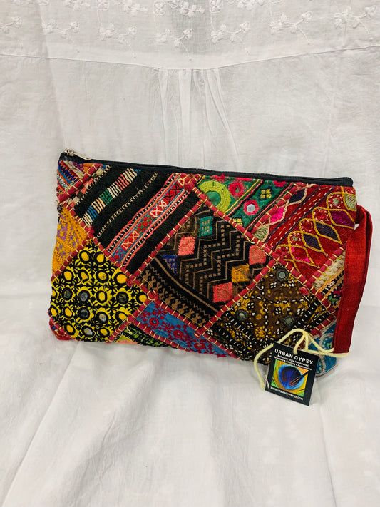 Bohemian style handcrafted Patchwork Clutch # 757844