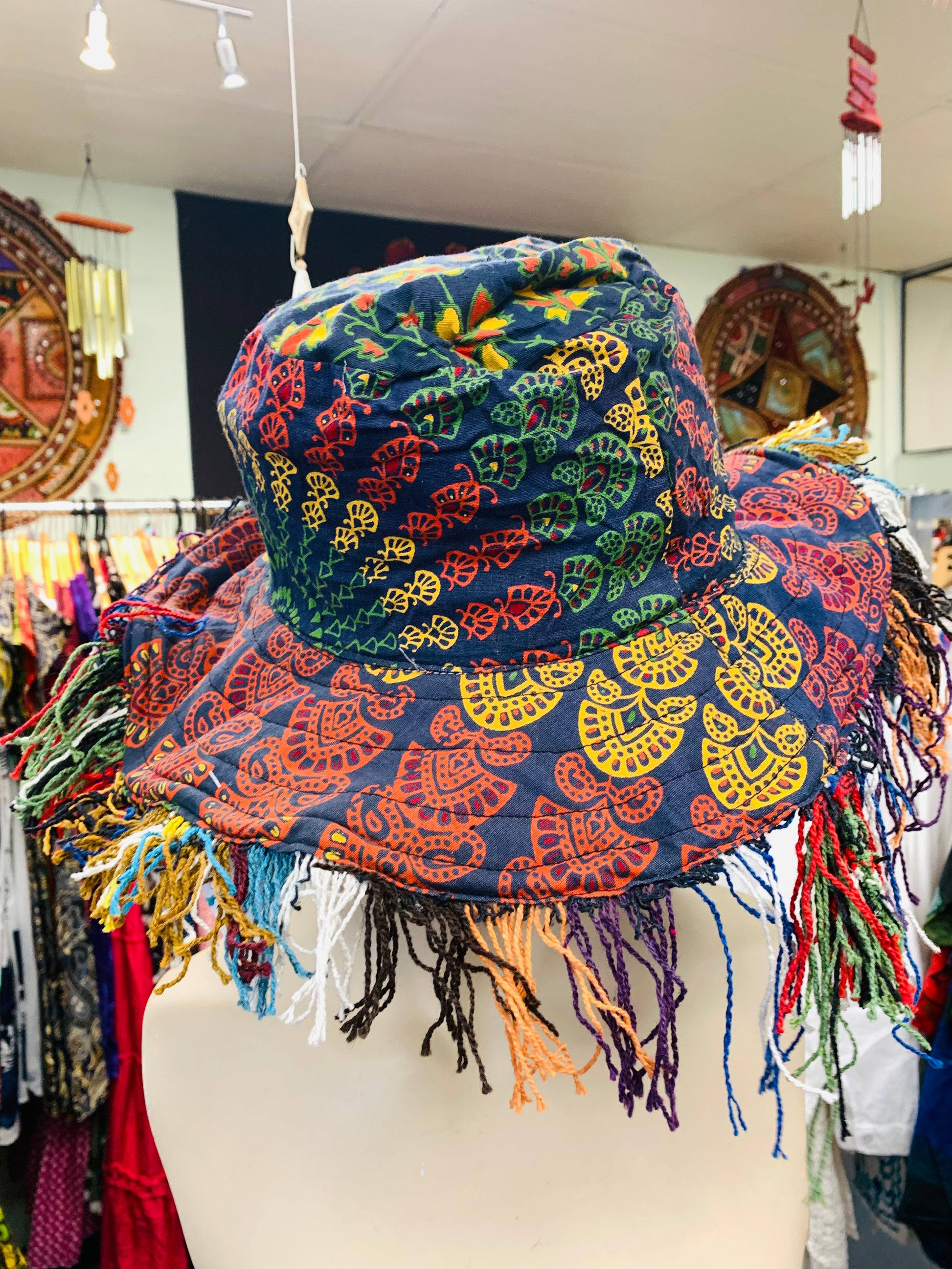 BOHEMIAN STYLE HANDCRAFTED REVERSIBLE HIPPIE SUN HATS 8458 THE