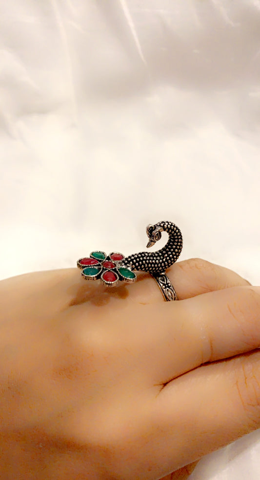 Bohemian style handcrafted Peacock ring #45008