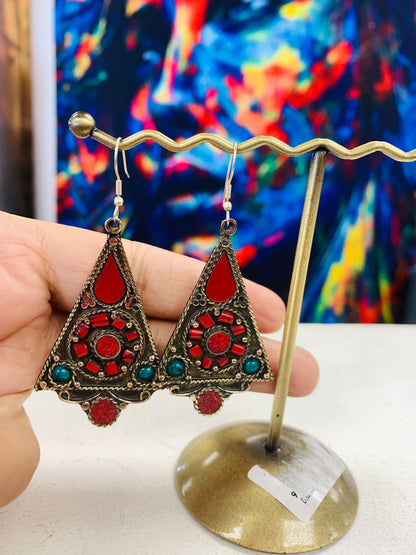 Bohemian style handcrafted Tibetan earrings #228508