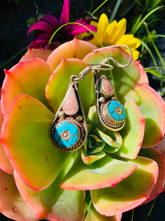 Bohemian style handcrafted Tibetan earrings #92