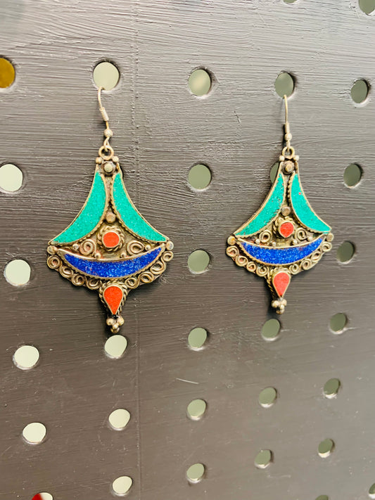 Bohemian style handcrafted Tibetan earrings #2285