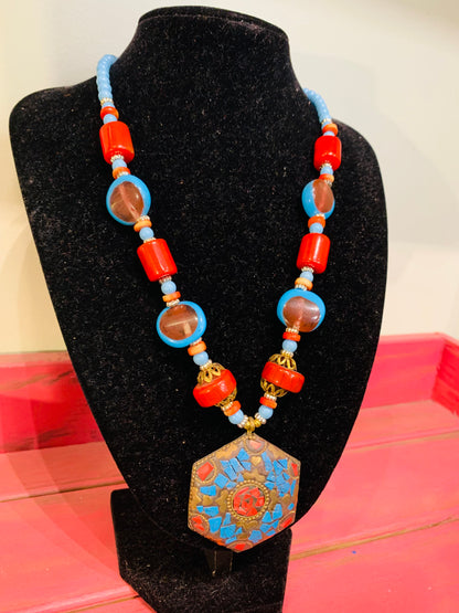 BOHEMIAN STYLE HANDCRAFTED TIBETAN NECKLACE #5642