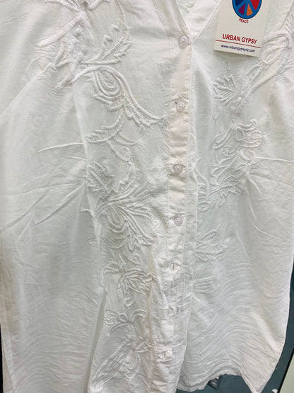 Bohemian style handcrafted White Shirt #00028