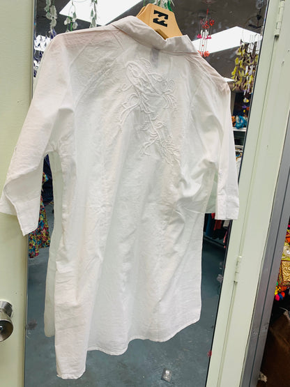 Bohemian style handcrafted White Shirt #00028