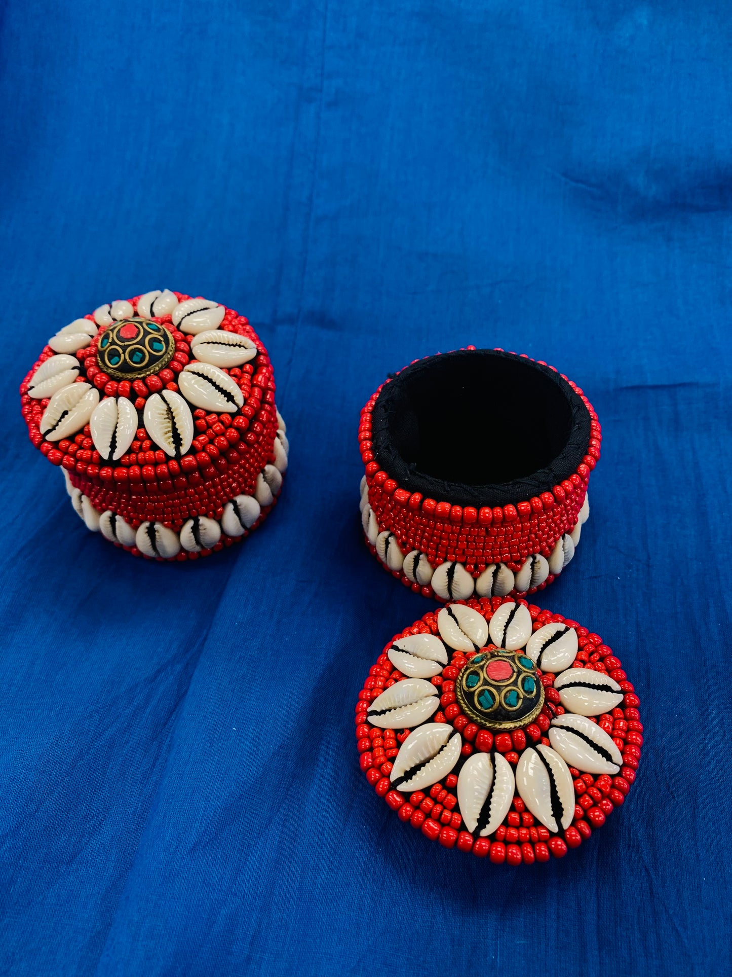 Bohemian style handcrafted Round shape treasure boxes # 8821