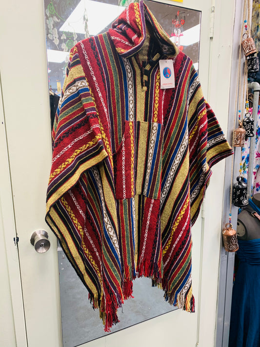 Bohemian style handcrafted Hoodie Plus size UNISEX Gheri poncho #01702